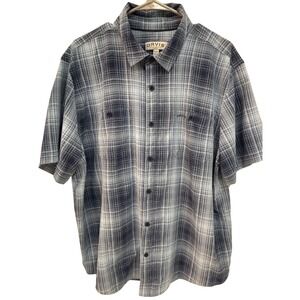 Orvis Classic Collection Mens XL Blue Plaid Short Sleeve Button Down Shirt